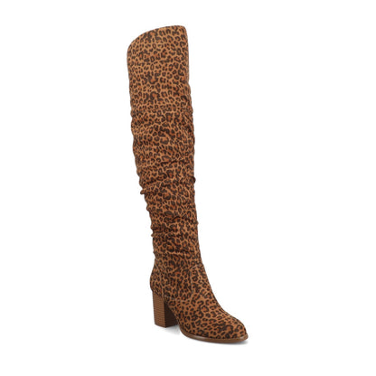 Journee KAISON THIGH HIGH BOOTS IN FAUX SUEDE - Leopard Faux Suede