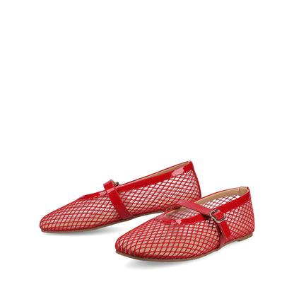 Journee CASHA MARY JANE FLATS IN MESH - Red Mesh
