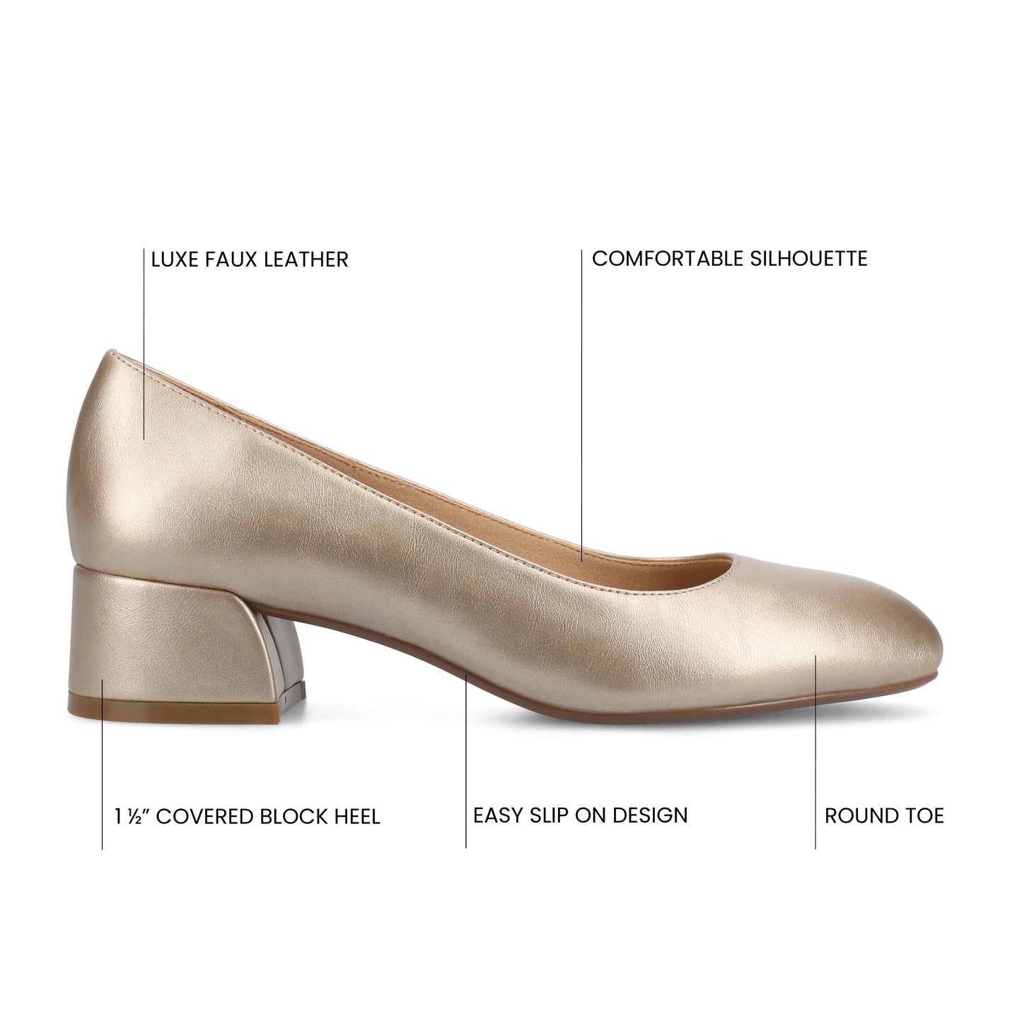 Journee SAAR II LOW PUMP HEELS IN PATENT - Gold PU