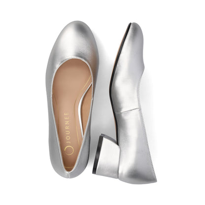 Journee SAAR II LOW PUMP HEELS IN PATENT - Silver PU