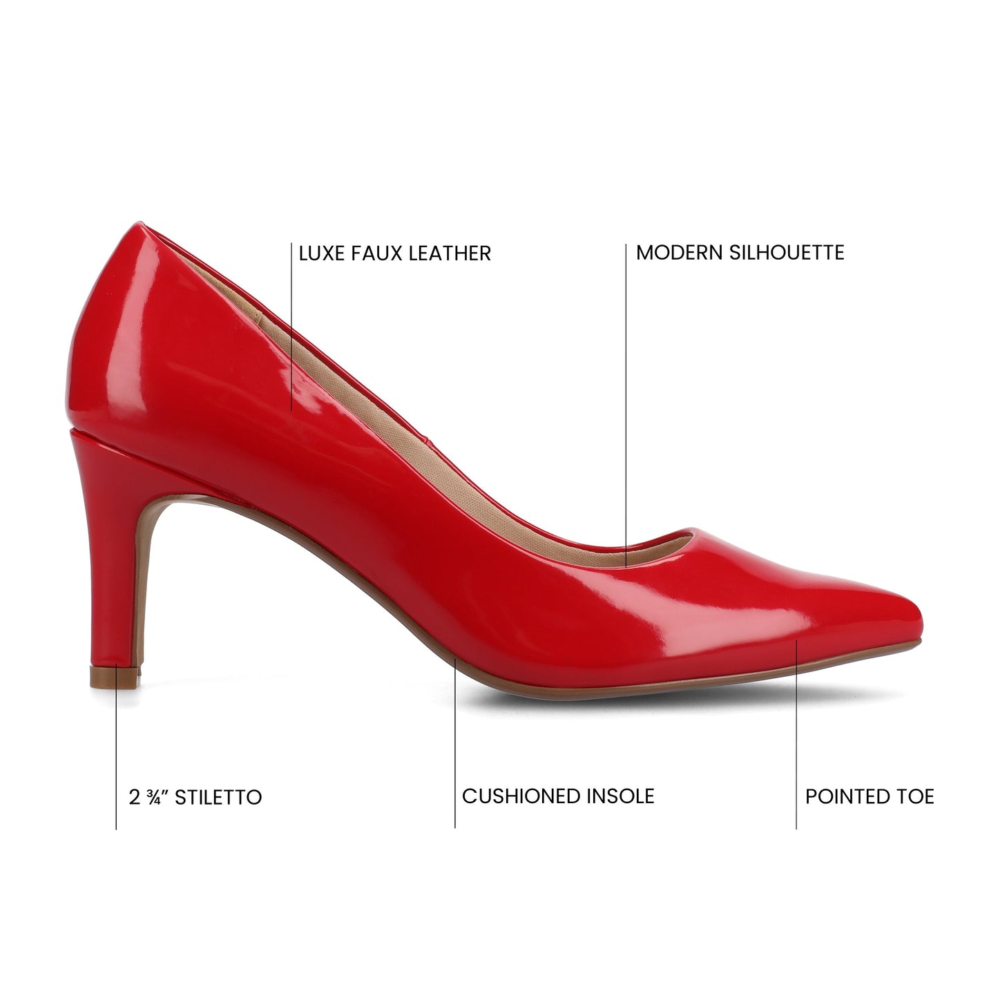 Journee SCYLEE STILETTO PUMP HEELS IN PATENT - Red Patent