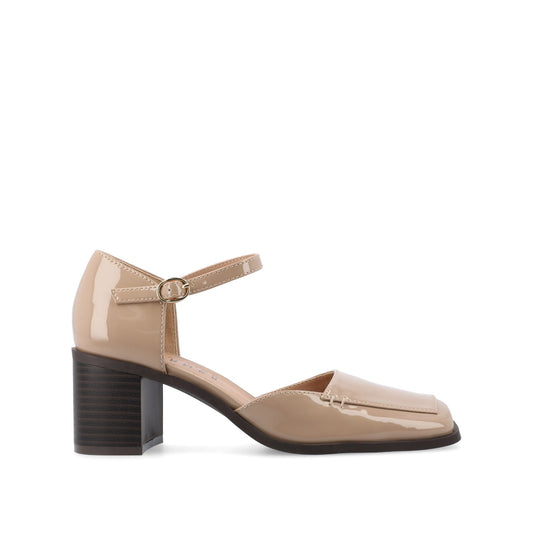 Journee EVANGELINE BLOCK D'ORSAY HEELS IN PATENT - Patent Taupe
