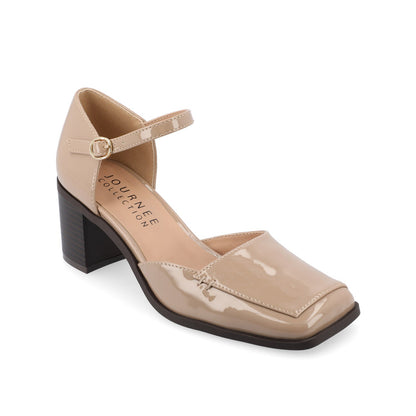Journee EVANGELINE BLOCK D'ORSAY HEELS IN PATENT - Patent Taupe