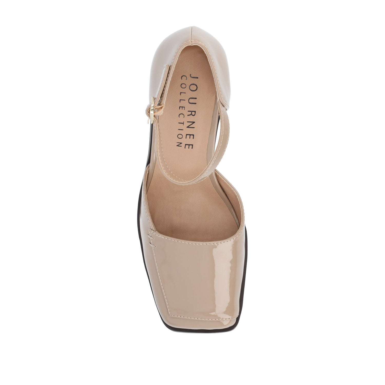Journee EVANGELINE BLOCK D'ORSAY HEELS IN PATENT - Patent Taupe