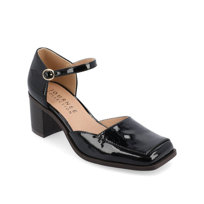 Journee EVANGELINE BLOCK D'ORSAY HEELS IN PATENT - Patent Black