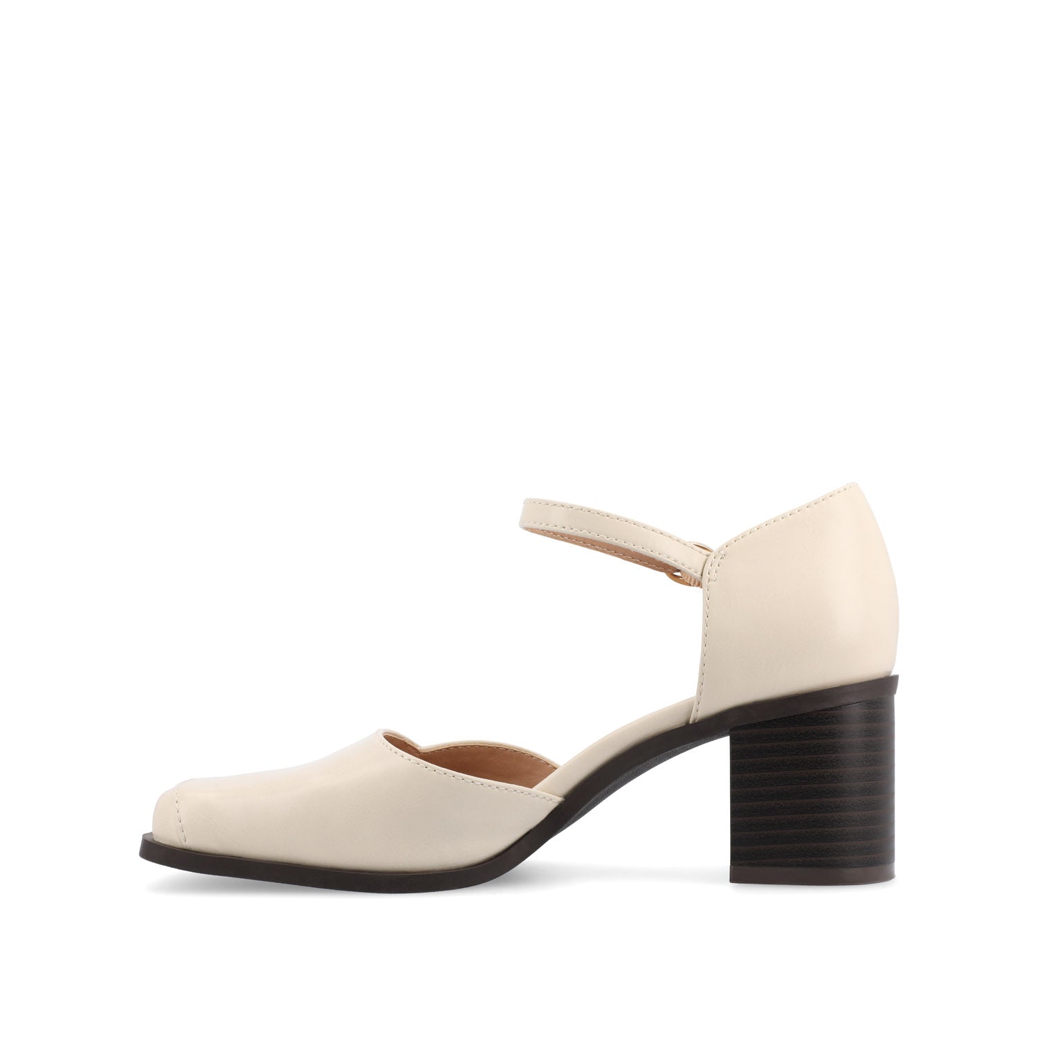 Journee EVANGELINE D'ORSAY HEELS IN VEGAN LEATHER - Beige PU