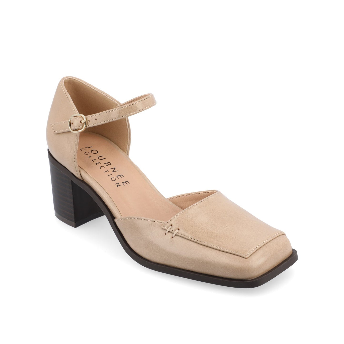 Journee EVANGELINE D'ORSAY HEELS IN VEGAN LEATHER - Tan PU