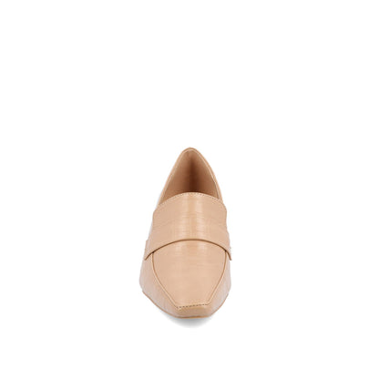Journee CELINA KITTEN LOAFER HEELS IN CROCO - Tan