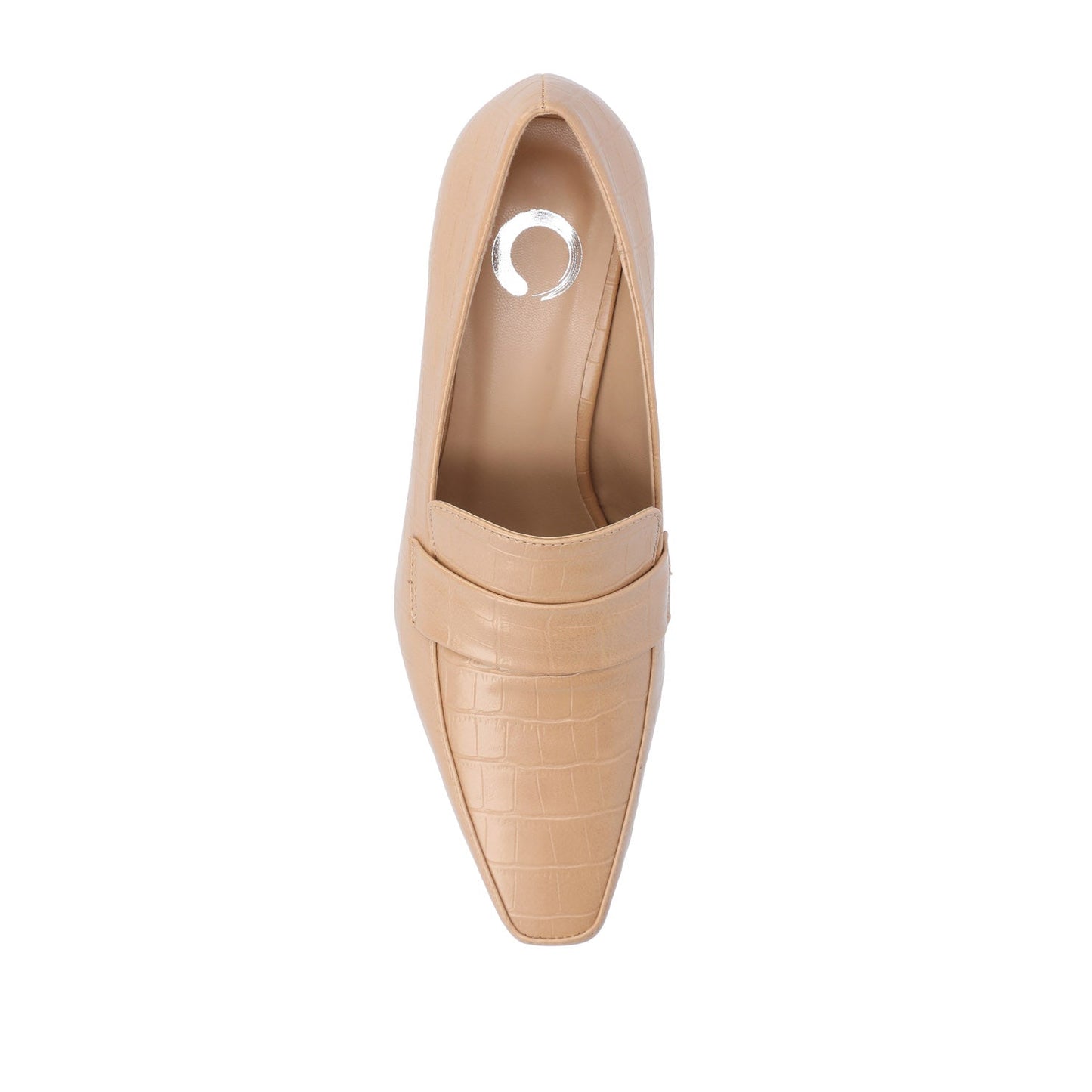 Journee CELINA KITTEN LOAFER HEELS IN CROCO - Tan