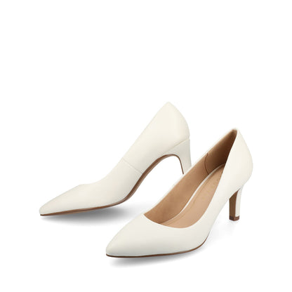 Journee SCYLEE STILETTO PUMP HEELS IN VEGAN LEATHER - White PU