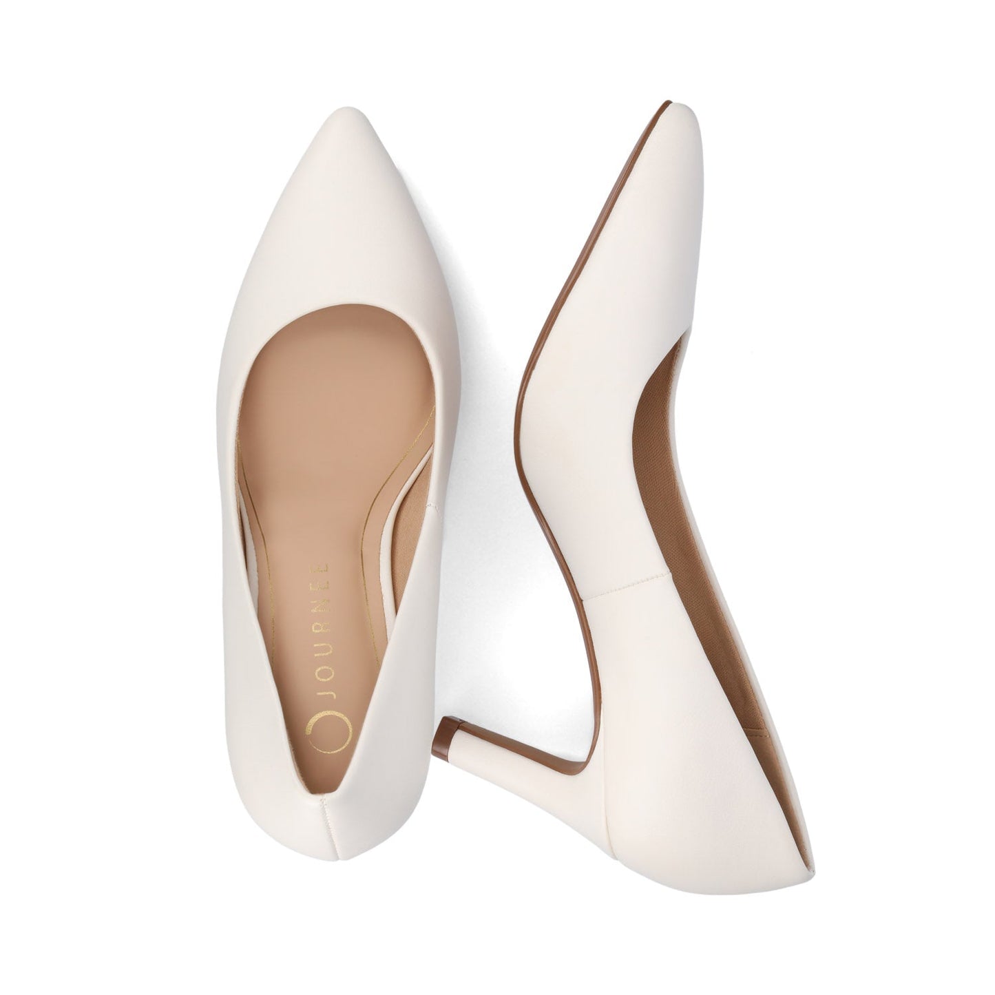 Journee SCYLEE STILETTO PUMP HEELS IN VEGAN LEATHER - White PU