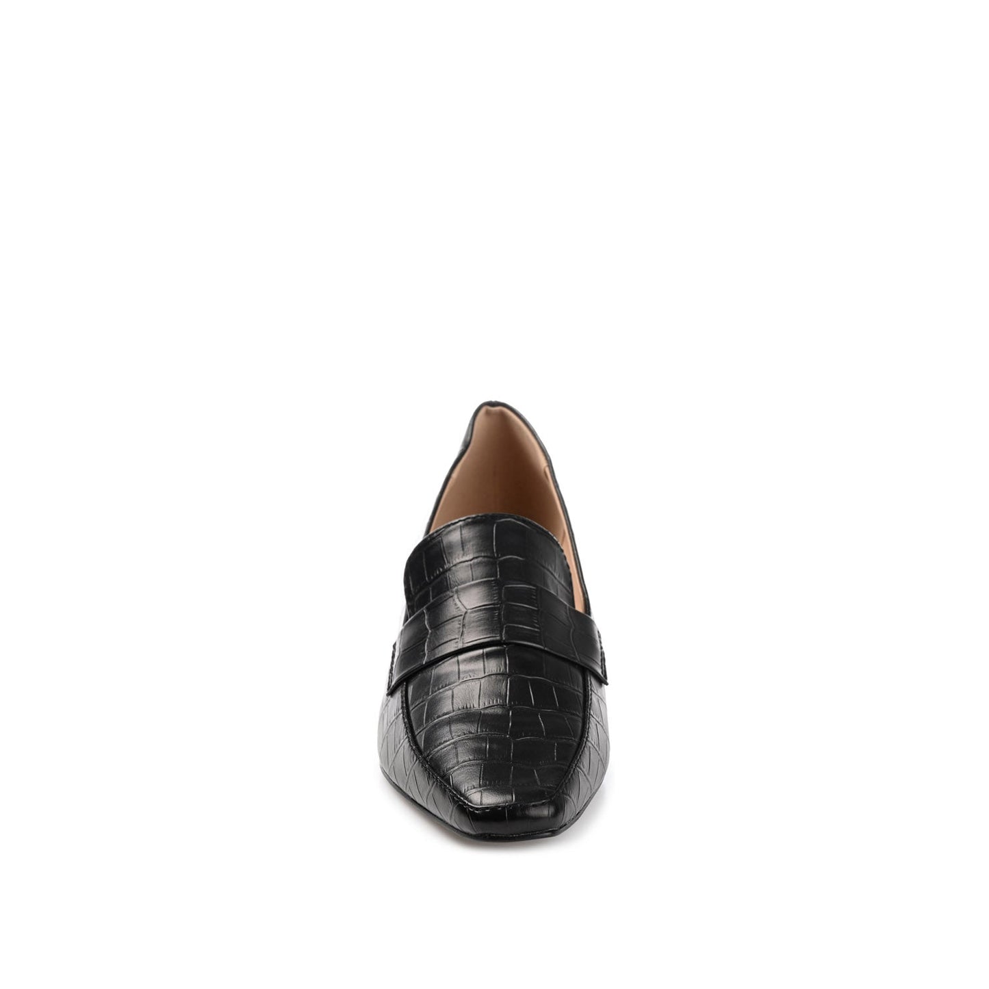Journee CELINA KITTEN LOAFER HEELS IN CROCO - Black