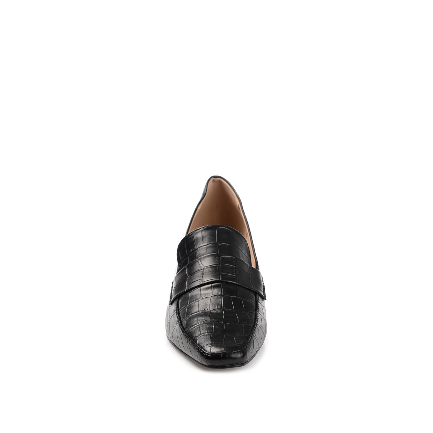 Journee CELINA KITTEN LOAFER HEELS IN CROCO - Black