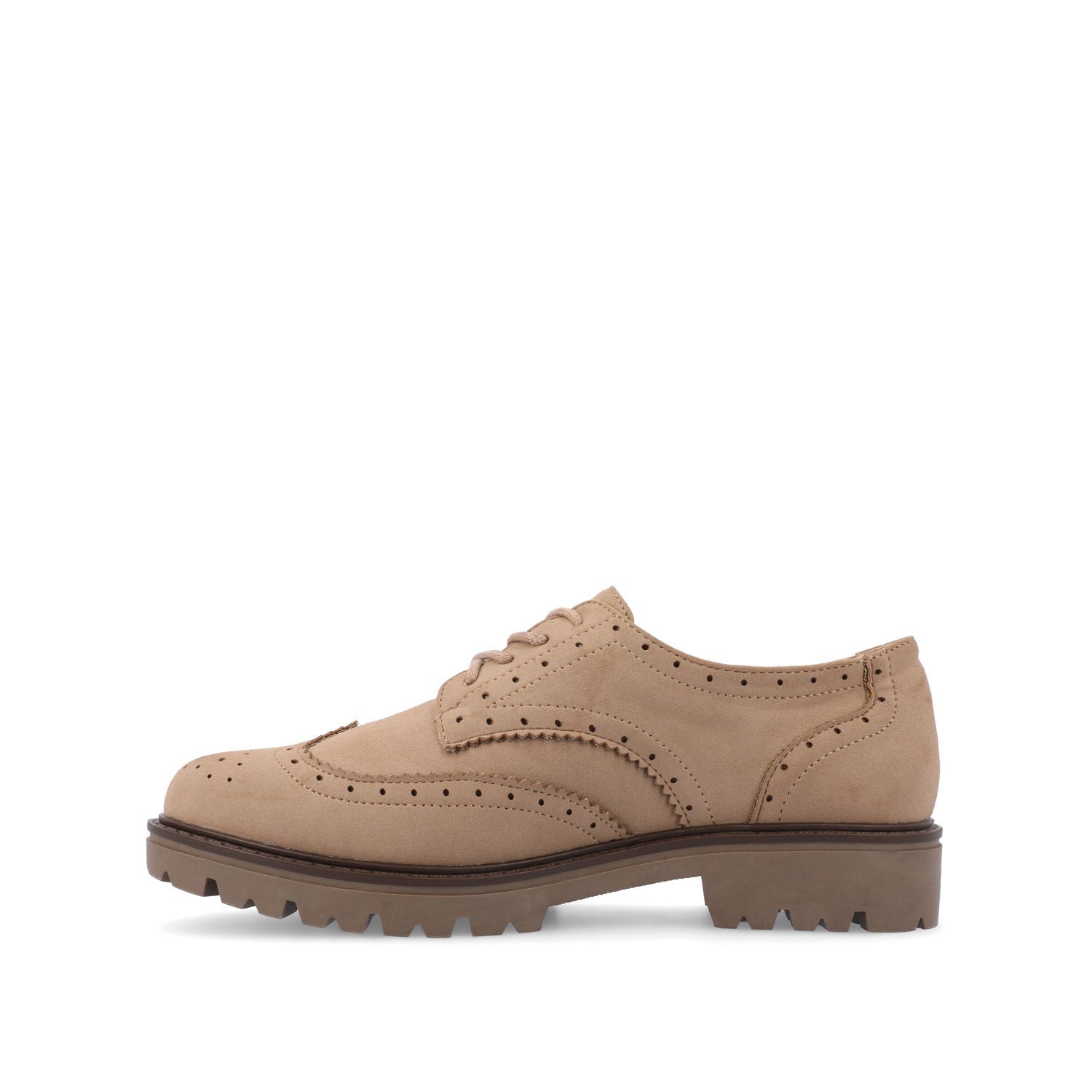 Journee CLAUDIYA OXFORD LOAFER FLAT IN FAUX SUEDE - Taupe Suede