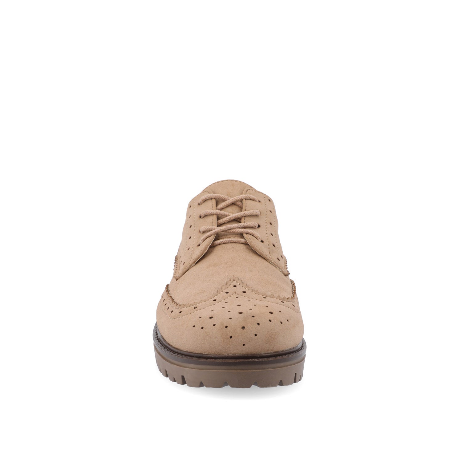 Journee CLAUDIYA OXFORD LOAFER FLAT IN FAUX SUEDE - Taupe Suede