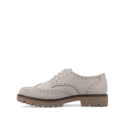 Journee CLAUDIYA OXFORD LOAFER FLAT IN FAUX SUEDE - Grey Faux Suede