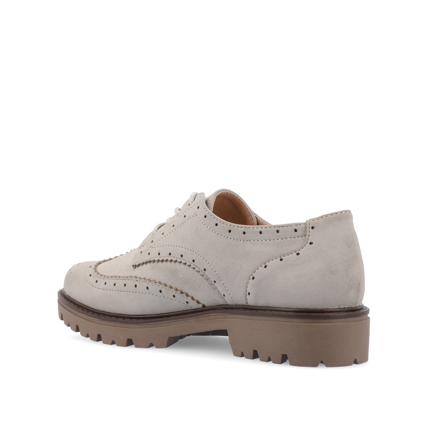 Journee CLAUDIYA OXFORD LOAFER FLAT IN FAUX SUEDE - Grey Faux Suede