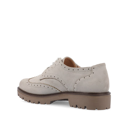 Journee CLAUDIYA OXFORD LOAFER FLAT IN FAUX SUEDE - Grey Faux Suede