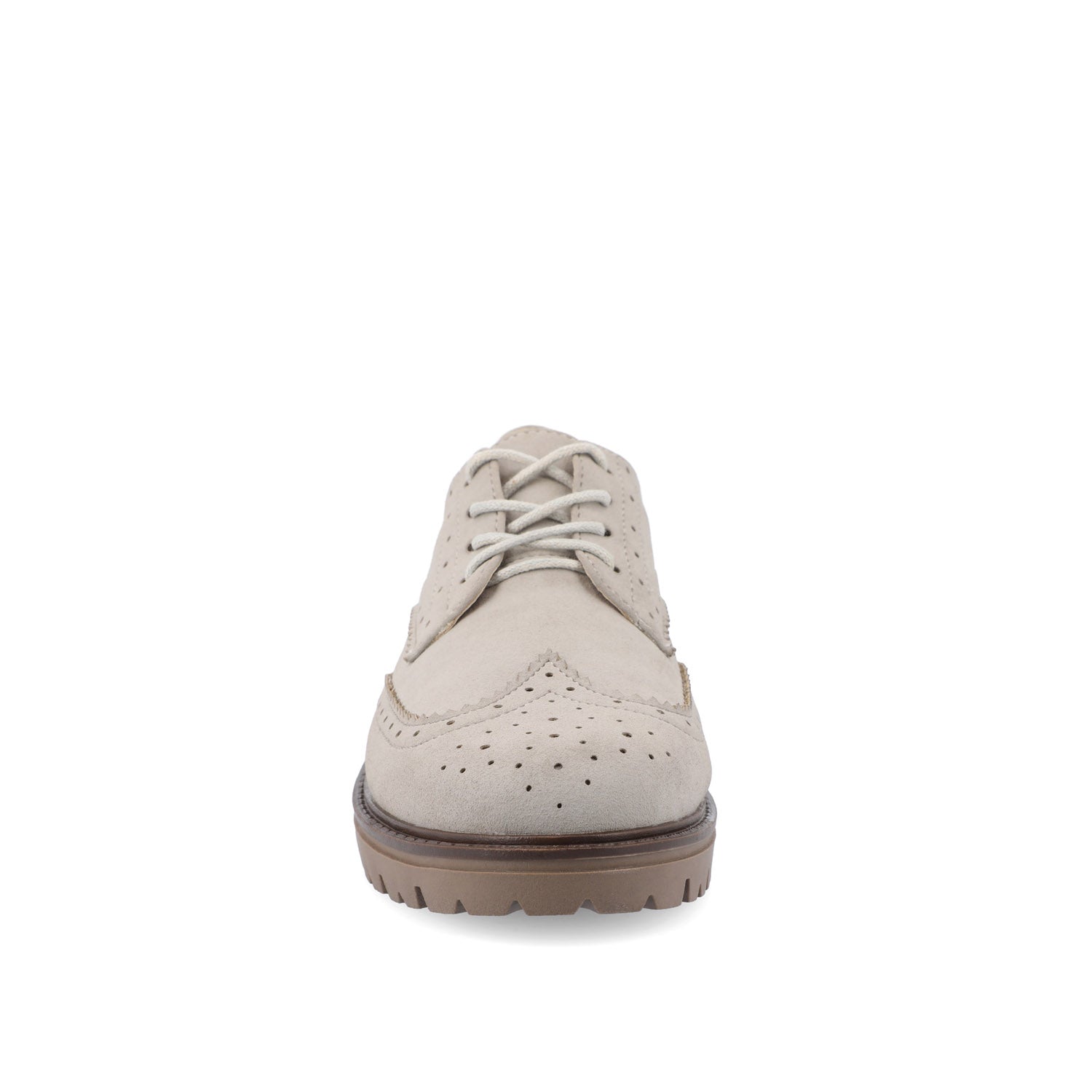 Journee CLAUDIYA OXFORD LOAFER FLAT IN FAUX SUEDE - Grey Faux Suede