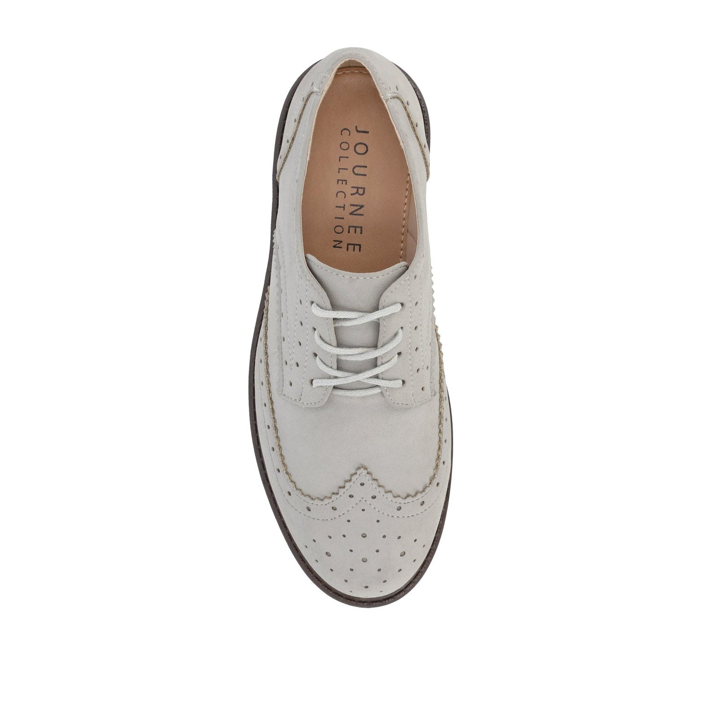 Journee CLAUDIYA OXFORD LOAFER FLAT IN FAUX SUEDE - Grey Faux Suede