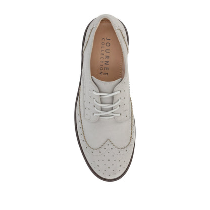 Journee CLAUDIYA OXFORD LOAFER FLAT IN FAUX SUEDE - Grey Faux Suede