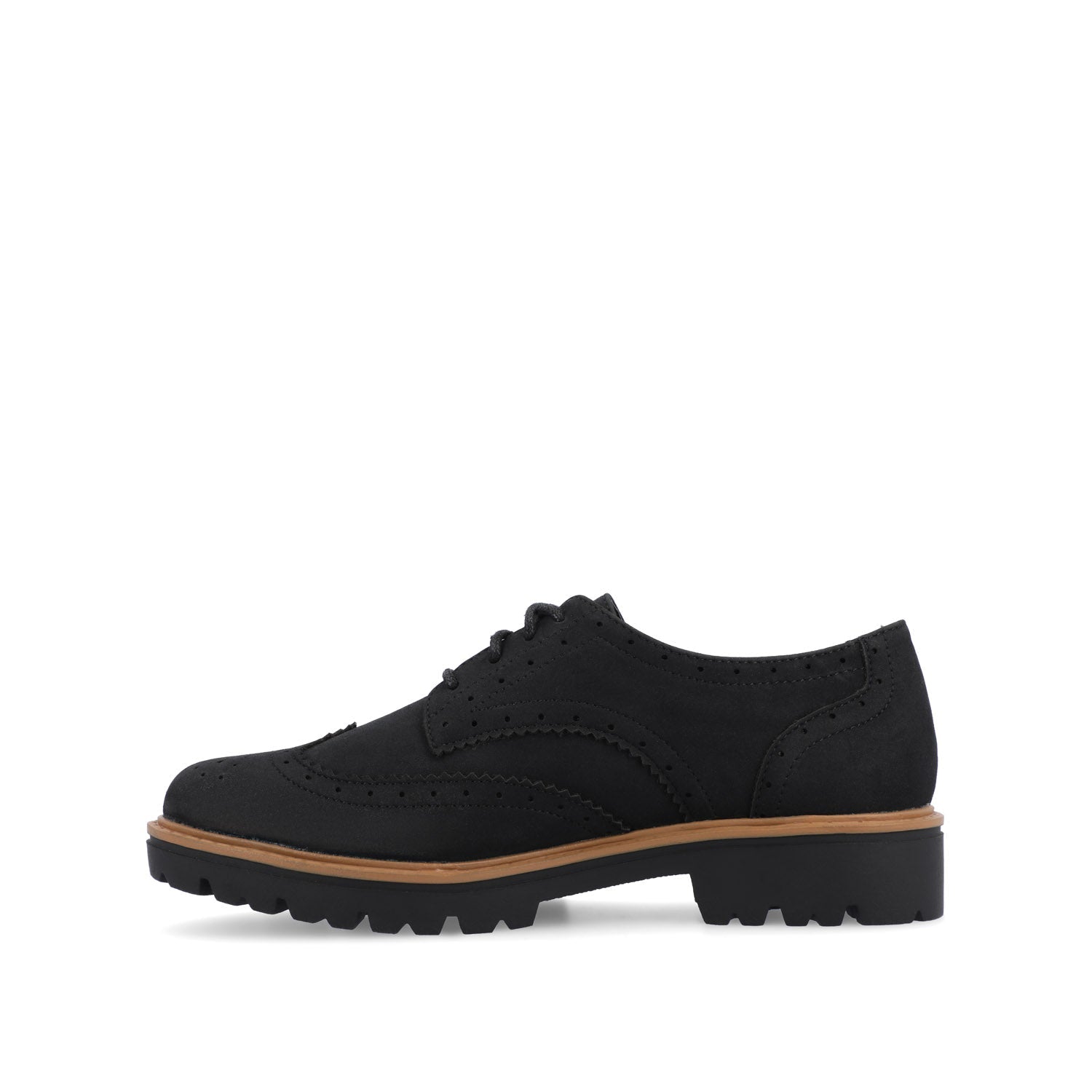 Journee CLAUDIYA OXFORD LOAFER FLAT IN FAUX SUEDE - Black Faux Suede