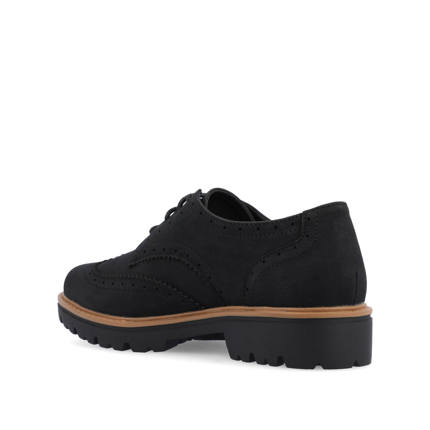 Journee CLAUDIYA OXFORD LOAFER FLAT IN FAUX SUEDE - Black Faux Suede