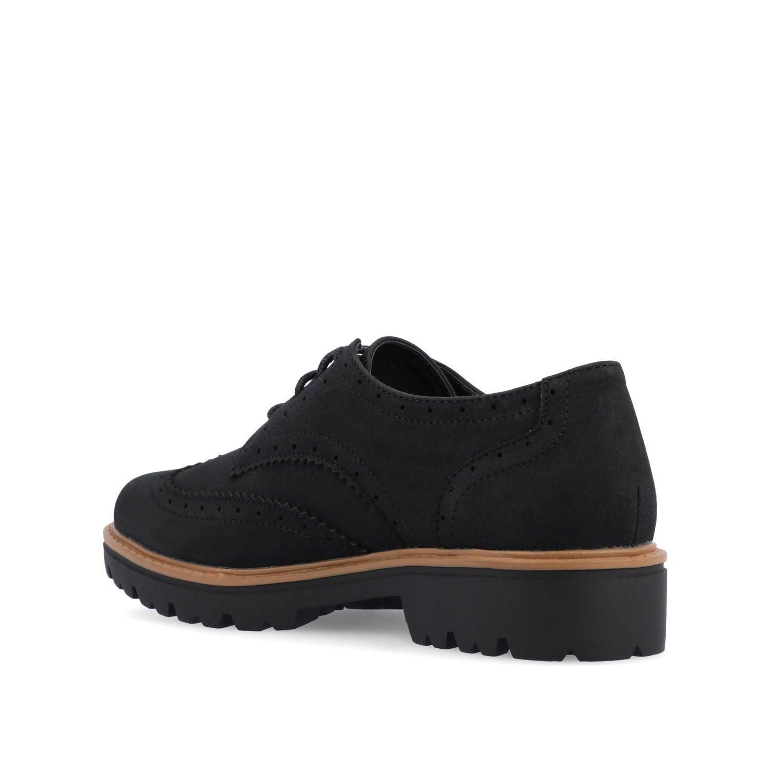 Journee CLAUDIYA OXFORD LOAFER FLAT IN FAUX SUEDE - Black Faux Suede