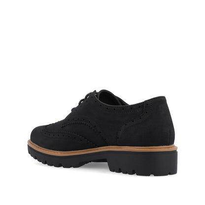 Journee CLAUDIYA OXFORD LOAFER FLAT IN FAUX SUEDE - Black Faux Suede