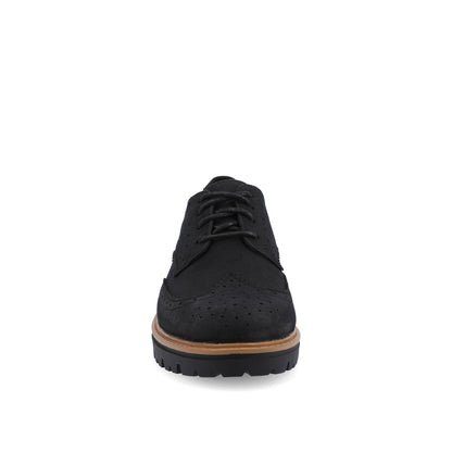 Journee CLAUDIYA OXFORD LOAFER FLAT IN FAUX SUEDE - Black Faux Suede