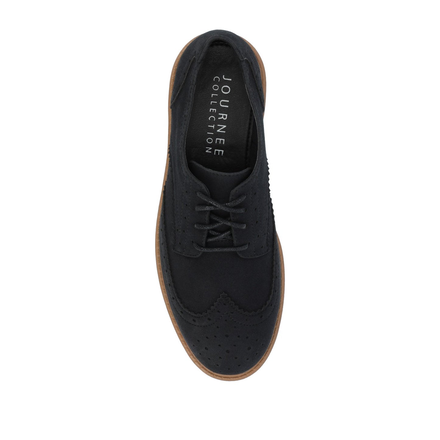 Journee CLAUDIYA OXFORD LOAFER FLAT IN FAUX SUEDE - Black Faux Suede