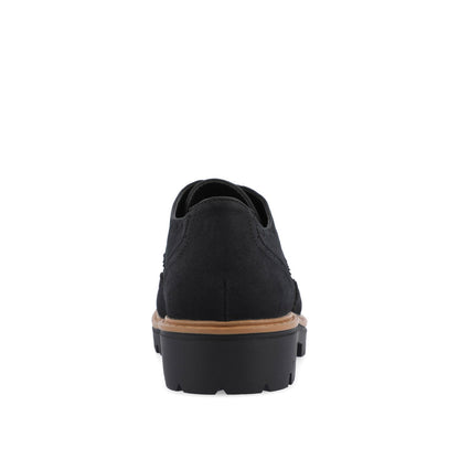 Journee CLAUDIYA OXFORD LOAFER FLAT IN FAUX SUEDE - Black Faux Suede