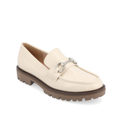 Journee JESSAMEY HORSE BIT LOAFER FLATS - Off White Vegan Leather