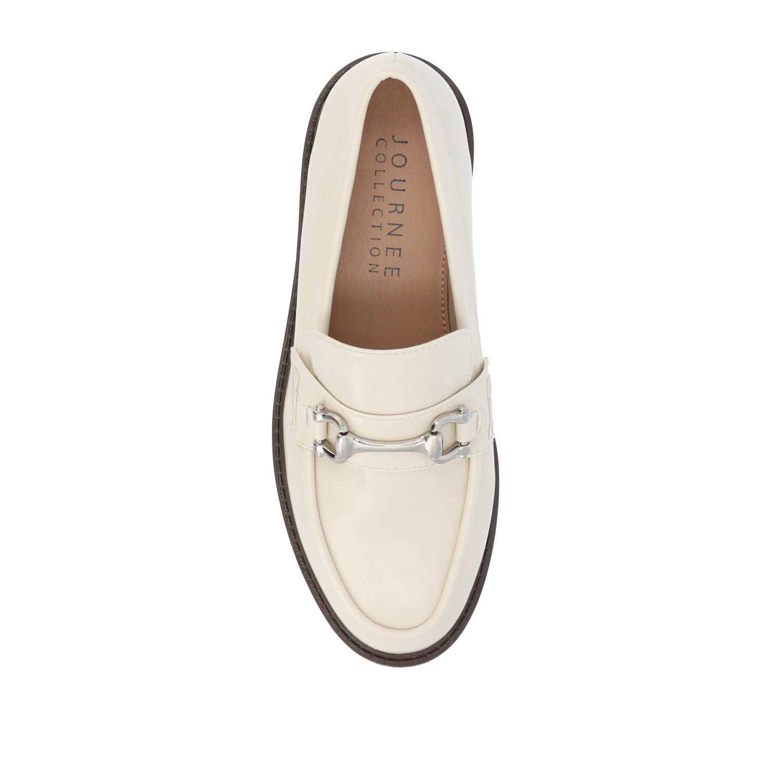 Journee JESSAMEY HORSE BIT LOAFER FLATS - Off White Vegan Leather
