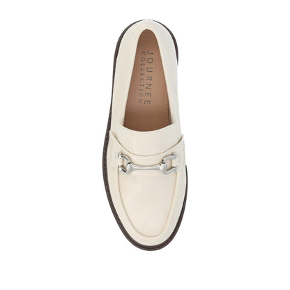 Journee JESSAMEY HORSE BIT LOAFER FLATS - Off White Vegan Leather