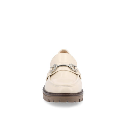 Journee JESSAMEY HORSE BIT LOAFER FLATS - Off White Vegan Leather
