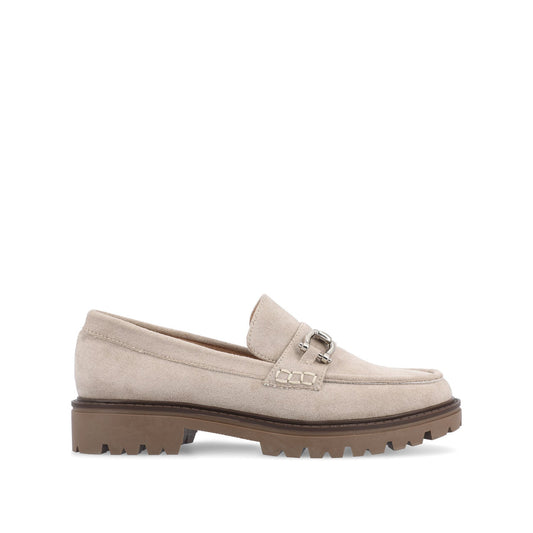 Journee JESSAMEY HORSE BIT LOAFER FLATS - Grey Faux Suede