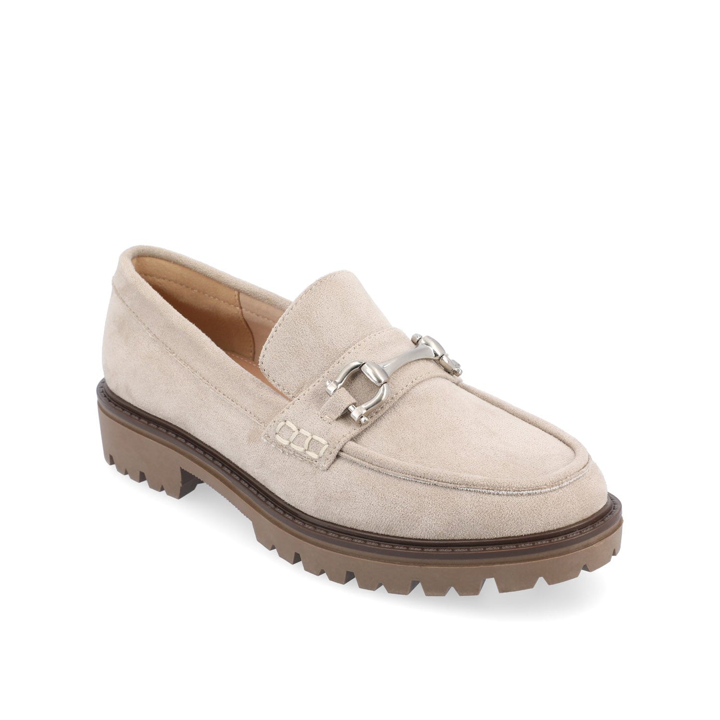 Journee JESSAMEY HORSE BIT LOAFER FLATS - Grey Faux Suede