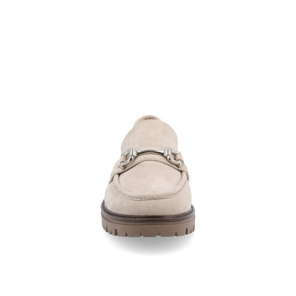 Journee JESSAMEY HORSE BIT LOAFER FLATS - Grey Faux Suede