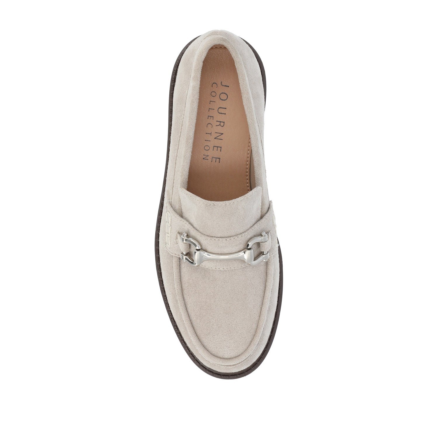 Journee JESSAMEY HORSE BIT LOAFER FLATS - Grey Faux Suede