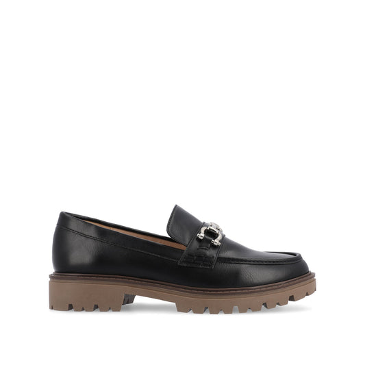 Journee JESSAMEY HORSE BIT LOAFER FLATS - Black Vegan Leather