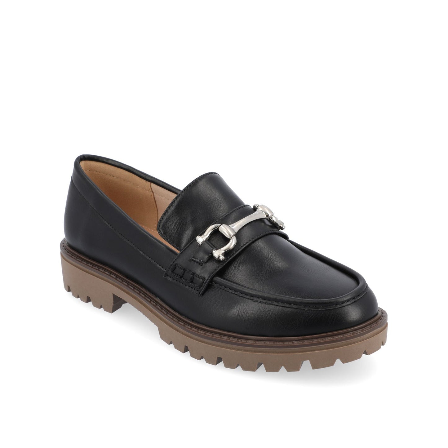Journee JESSAMEY HORSE BIT LOAFER FLATS - Black Vegan Leather
