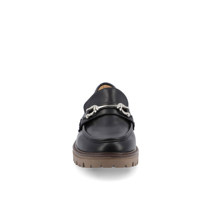 Journee JESSAMEY HORSE BIT LOAFER FLATS - Black Vegan Leather