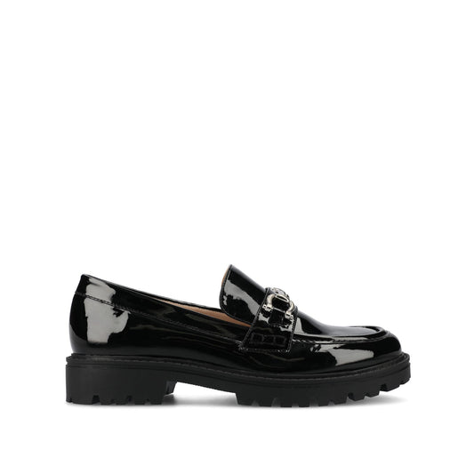 Journee JESSAMEY HORSE BIT LOAFER FLATS - Black Patent Leather