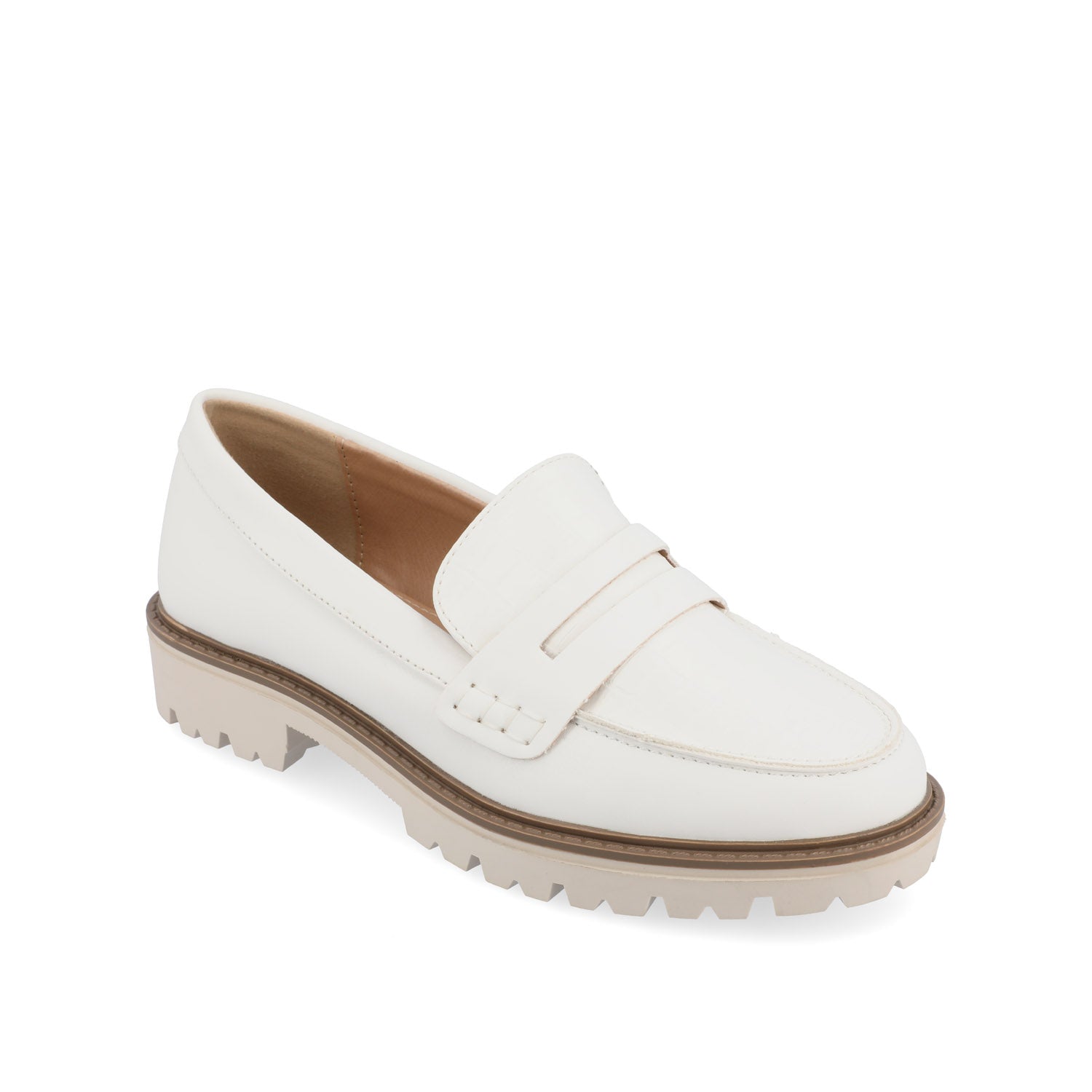 Journee KENLY LOAFER FLATS IN VEGAN LEATHER - White PU