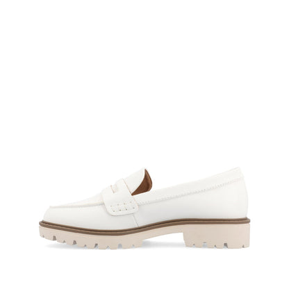 Journee KENLY LOAFER FLATS IN VEGAN LEATHER - White PU