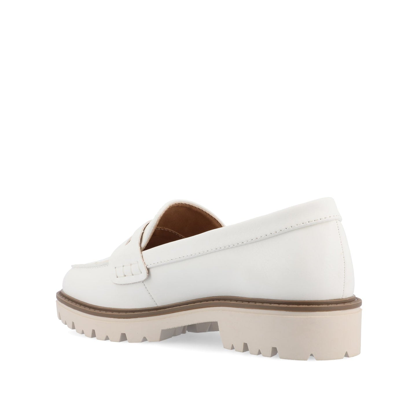 Journee KENLY LOAFER FLATS IN VEGAN LEATHER - White PU