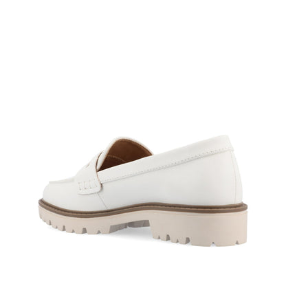 Journee KENLY LOAFER FLATS IN VEGAN LEATHER - White PU