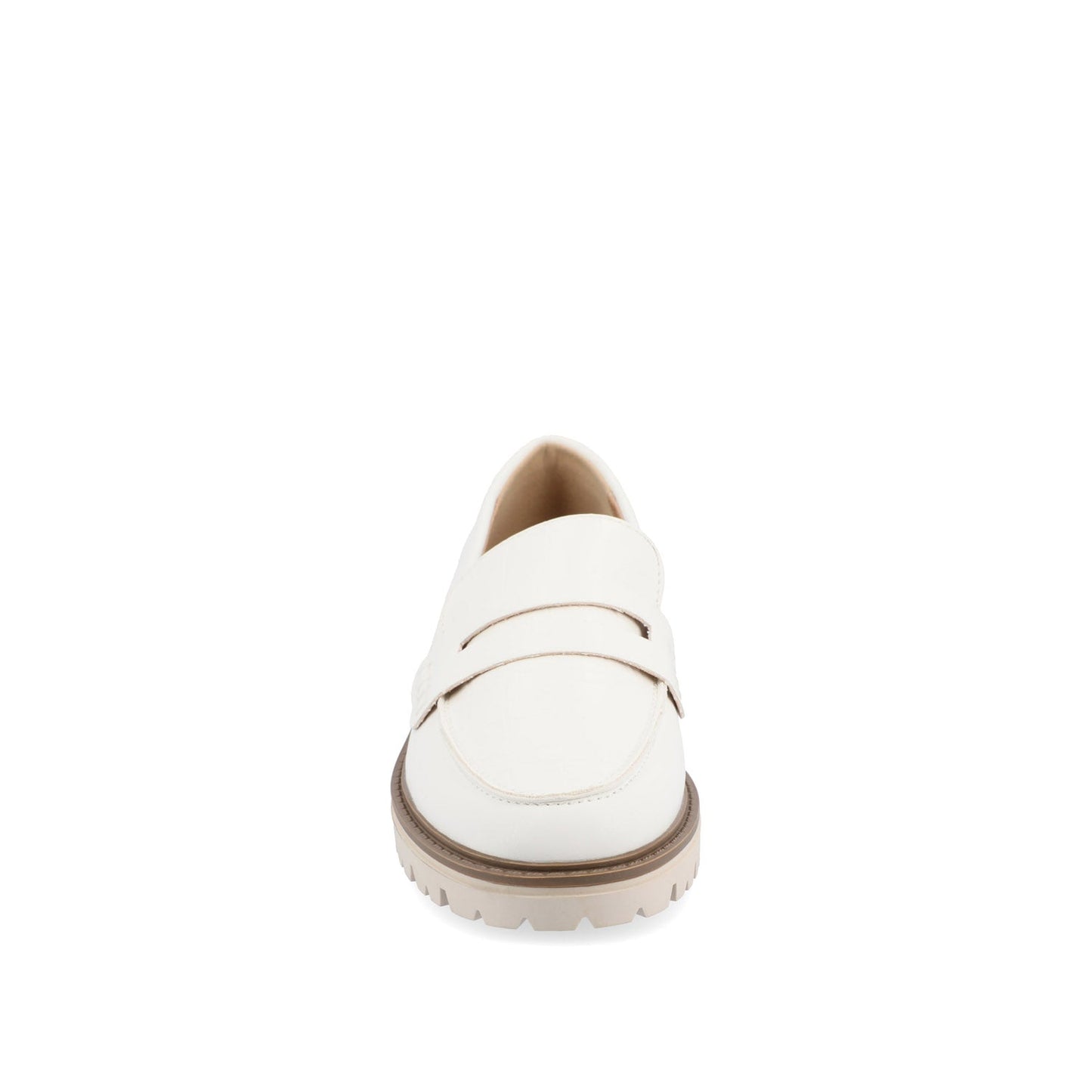Journee KENLY LOAFER FLATS IN VEGAN LEATHER - White PU