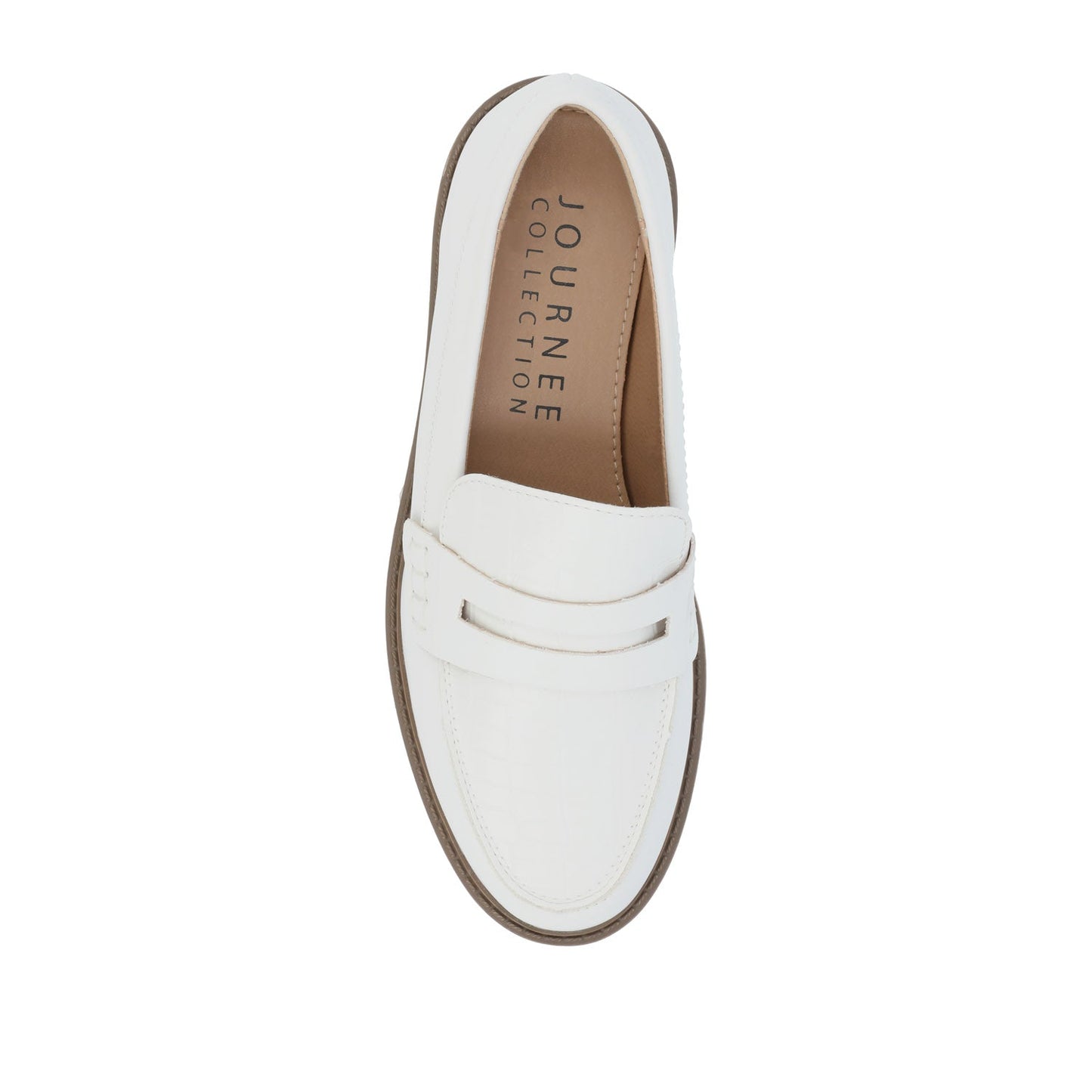 Journee KENLY LOAFER FLATS IN VEGAN LEATHER - White PU